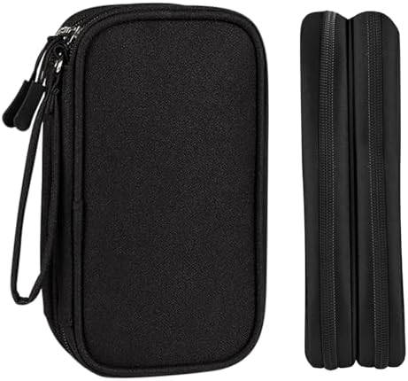 HCFGS Electronics Accessories Organiser Bag, Waterproof Cable Organiser Bag, 3 Layers All-in-One Travel Storage Gadget Bag, Holiday Essentials for Men Women, 8.5 x 5 Inch, Black(M)