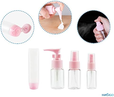 Pink Toiletries Leak Proof Travel Bottle Set (16 Pack), TSA Approved Airline Carry-On with Clear Bags for Women - Image 5