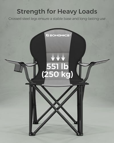 SONGMICS Foldable Camping Chair, with Comfortable Sponge Seat, Cup Holder, Heavy Duty Structure, Max Load Capacity 250 kg - Image 5