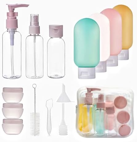 14Pcs Travel Bottle Set for Toiletries Leak Proof Travel Bottles Travel Containers with Bag Squeezable Travel Accessories for Lotion Shampoo Conditioner Skincare