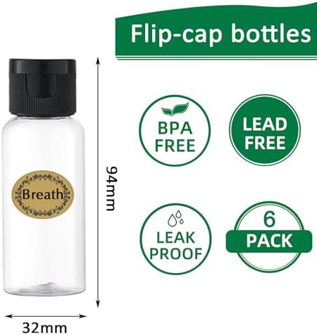 6PCS 50ML Plastic Travel Bottles with Flip Cap Empty Squeeze Bottles Refillable Travel Container with Funnel & Label TSA Approved for Liquids Lotion Toiletries Cosmetic (Transparent) - Image 2
