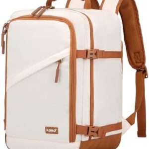 Kono Cabin Bag 40x20x25 for Ryanair Underseat Travel Carry-on Backpack Cabin Size 20L (Beige/Brown)