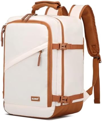 Kono Cabin Bag 40x20x25 for Ryanair Underseat Travel Carry-on Backpack Cabin Size 20L (Beige/Brown)