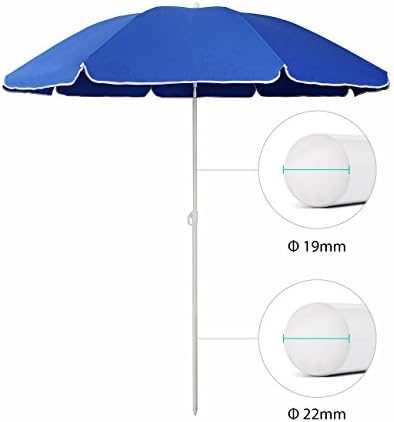 Sekey® 1.6m Beach Umbrella with Cover, Portable Tilting Garden Parasol Umbrella, Small Parasol for Beach/Pool/Patio, Round Sunscreen UV20+ Blue - Image 2