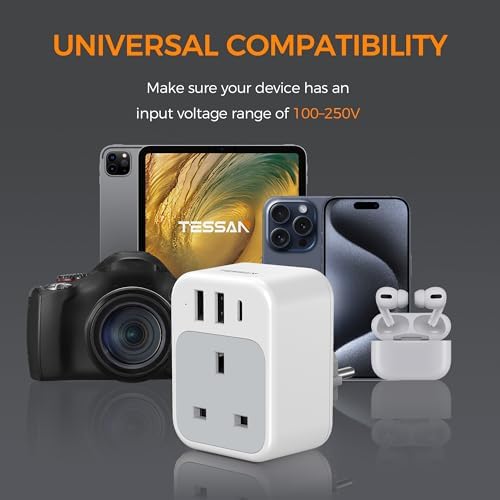 TESSAN UK to European Plug Adapter 2 Pack, USB C Travel Adapter UK to Europe with 3 USB, 4 in 1 Type E F EU Plug for Euro Spain France Turkey Germany Egypt Norway Iceland Greece Portugal Poland - Image 7