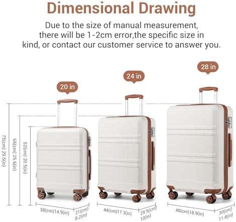 Kono Fashion Hand Luggage Lightweight ABS Hard Shell Trolley Travel Suitcase - Image 2