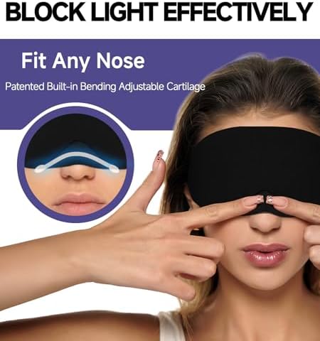 Mavogel Cotton Sleep Eye Mask - Updated Design Light Blocking Soft and Comfortable Night Eye Mask for Men Women, Eye Blinder for Shift Work, Includes Travel Pouch, Black - Image 2