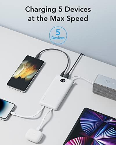 VRURC 10000mAh Power Bank With Built in Cables,USB C Battery Pack Portable Charger with 5 Outputs 2 Inputs Powerbank LED Display compatible with iPhone 14 13 12 Samsung S21 S20 Xiaomi iPad - Image 3