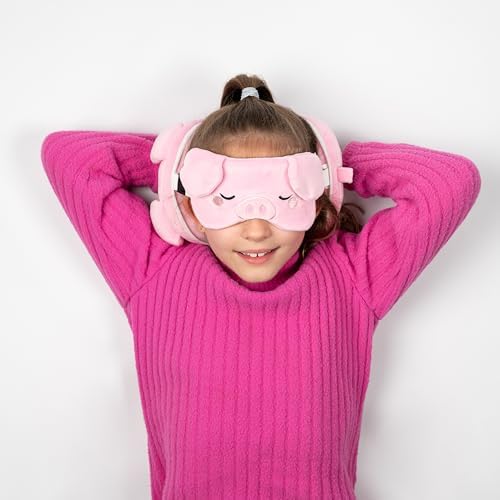 Puckator Relaxeazzz Adoramals Oliver the Pig Plush Travel Pillow & Eye Mask - Sleep Eye Mask Masks - Kids Travel Accessories For Sleeping Airplane - Flight Plane Neck Pillow Pillows - Image 5