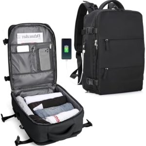 SZLX Large Travel Backpack Women, Carry On Backpack Men,Hiking Backpack Waterproof Outdoor Sports Rucksack Casual Daypack School Bag Fit 14 Inch Laptop with USB Charging Port Shoes Compartment