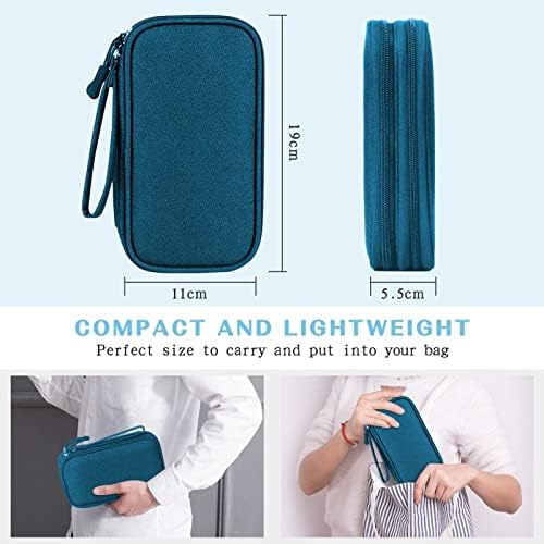 FYY Electronics Accessories Organiser Bag, Double-Layer Travel Cable Organiser Bag Pouch Portable Waterproof All-in-One Carry Travel Bag for Cable, Cord, Charger, Phone, Hard Disk S-Dark Green - Image 2