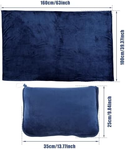 JETHMA 2 In 1 Soft Travel Blanket - Flannel Airplane Blanket Pillow with Luggage Strap and Buckle - Portable Compact Flight Blanket for Cars, Camping - 63x39 (Navy) - Image 5