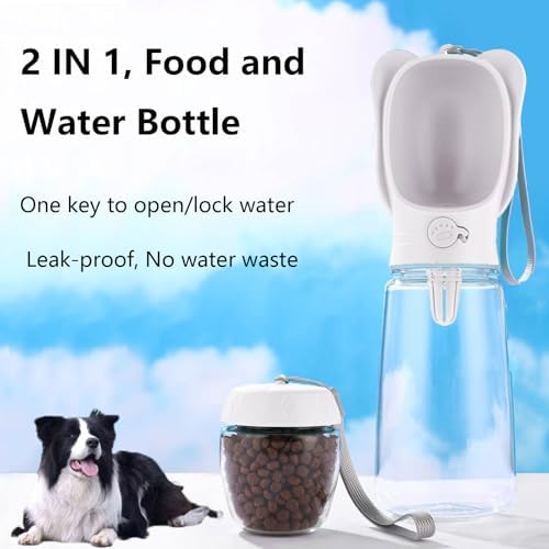 Alitent Portable Leakproof Dog Water Bottle Bowl with Snack Container, Travel Water Bowls, Stuff Food Drinking Thinyey, Hand Free Walking Accessories Small Dogs Breesd UK - Image 2
