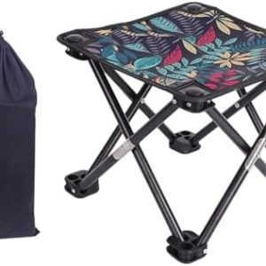 Portable Folding Camping Stool, Mini Lightweight Outdoor Collapsible Slacker Chairs Seat, Collapsible Camp Stool for Fishing Picnic, Beach BBQ, Travel and Hiking with Carry Waterproof Pocket
