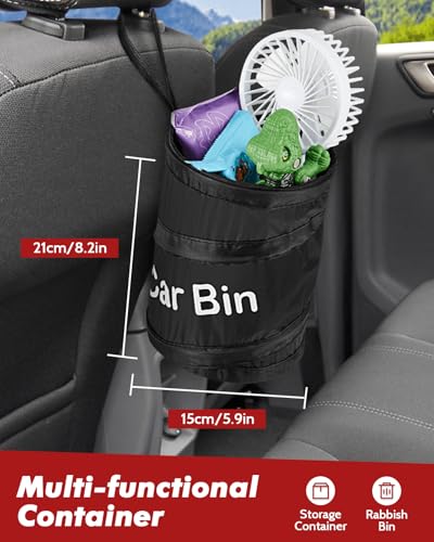 Zacro Car Bin with 5 Garbage Bags - Foldable and Water Resistant Auto Trash Bag Camp for Garbage and Litter Storage and Collection - Image 2