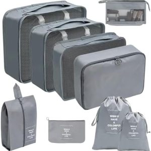 9-Piece Travel Packing Cubes Set, Luggage Organizer Bags, Waterproof Storage Pouches, Suitcase Packing Organizers, Travel Essentials
