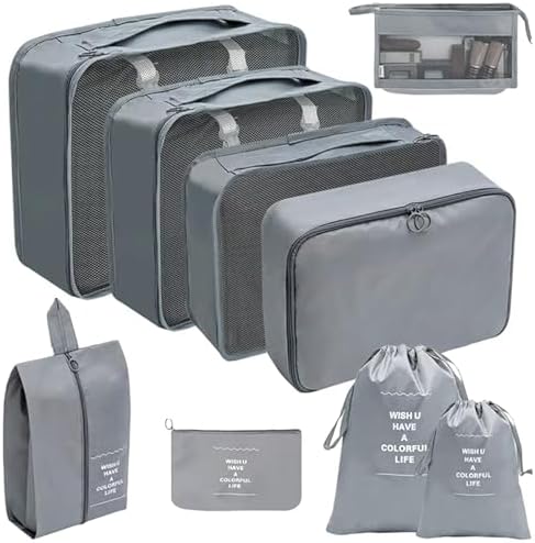 9-Piece Travel Packing Cubes Set, Luggage Organizer Bags, Waterproof Storage Pouches, Suitcase Packing Organizers, Travel Essentials