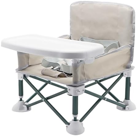 Baby Camping Chair with Tray, Folding Toddler Booster Seat, Portable High Chair Seat Baby Chair with Travel Bag, Travel Highchair, Baby Feeding Chair for Picnic Camping Beach Travel