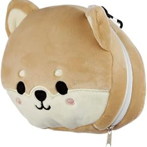 Puckator Relaxeazzz Shiba Inu Dog Round Plush Travel Pillow & Eye Mask - Sleep Eye Mask Masks - Kids Travel Accessories For Sleeping Airplane - Flight Plane Neck Pillow Pillows