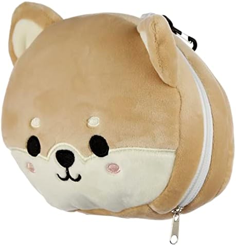 Puckator Relaxeazzz Shiba Inu Dog Round Plush Travel Pillow & Eye Mask - Sleep Eye Mask Masks - Kids Travel Accessories For Sleeping Airplane - Flight Plane Neck Pillow Pillows