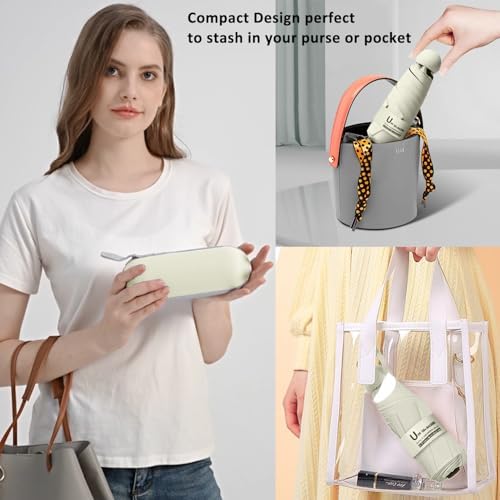 BAODINI Mini Travel Umbrella With Case Small Compact UV Umbrella Protection Sun Lightweight Tiny Pocket Umbrella - Image 4