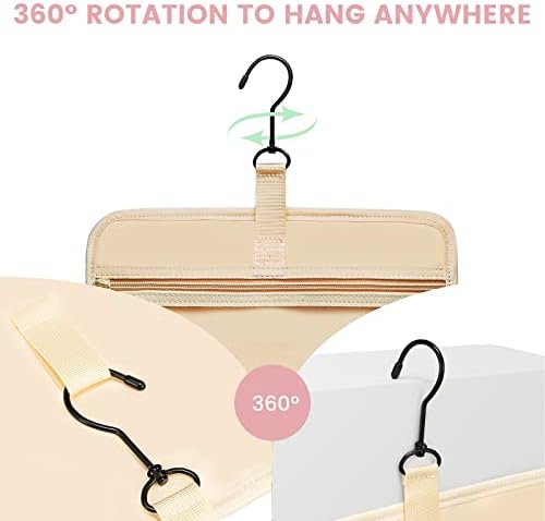 LOVEVOOK Toiletry Bag for Women, Large Toiletries Makeup Bags with Hook, Hanging Travel Wash Bag, Waterproof Cosmetic Organizer Ladies for Full Sized Container Vacation Essentials, Rose - Image 6