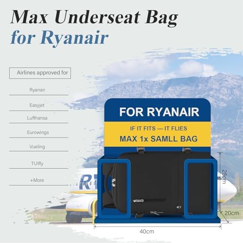 for Ryanair Cabin Bags 40x20x25 Underseat Travel Backpack Cabin Size for Mens Womens Hand Luggage Carry-Ons Laptop Backpack for Men Under Seat Flight Bag, with Chest Strap - Image 2