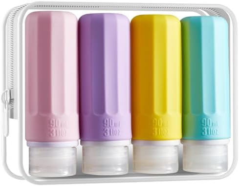 INSFIT Travel Bottles for Toiletries, CAA Approved 90ml Travel Containers for Toiletries, BPA Free Leak Proof Squeezable Travel Size Bottles for Shampoo Conditioner Lotion Body Wash with Labels