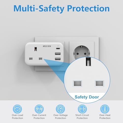 UK to European Plug Adapter with USB C,Travel Plugs UK to EU for Germany,France,Spain,Turkey,Greece and Iceland, - Image 5