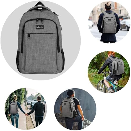 MATEIN Travel Laptop Backpack, Work Bag Lightweight Laptop Bag with USB Charging Port, Anti Theft Business Backpack, Water Resistant School Rucksack Gift for Men and Women, Fits 15.6 Inch, Grey - Image 8