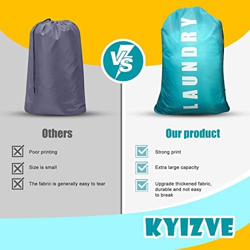 2 Pack Upgrade Extra Large Travel Laundry Bag with Drawstring,24" x 36" Durable Rip-Stop Dirty Clothes Shoulder Bag for Travel, Bathroom Home or Dormitory (Blue Pink) - Image 4