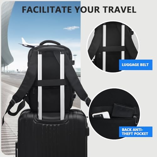 Cabin Bags 40x20x25 for Ryanair Underseat Carry-Ons Travel Backpack - Hand Luggage Backpack Cabin Bag Size 20L - Daypack School Office Bag with USB Port - Black - Image 4