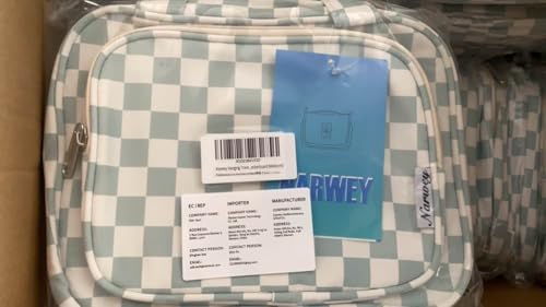 Narwey Checkered Hanging Travel Toiletry Bag for Women Wash Bag Cosmetics Makeup Bag Organizer for Travel Size Accessories(Checkerboard Mint Green (Medium)) - Image 8