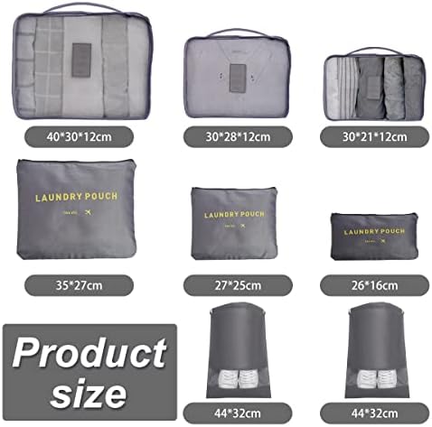 Packing Cubes for Suitcases, 8 pcs Packing Cubes Luggage Organiser Bags Travel Essentials Bags for Clothes Shoes Toiletries Travel Luggage Organizers Storage Bags - Image 2