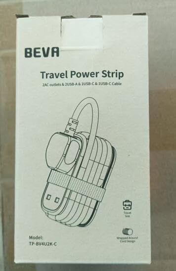Travel Extension Lead, BEVA Power Strip with Retractable USB C Cable, 2 Way Power Socket with 3 USB Ports (1 USB C), 1.5M Extension Cable Cords for Cruise Travel Hotel Home Office Camping - White - Image 8