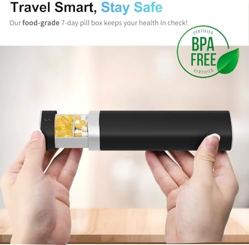 Pill Box 7 Day, Betife Daily Pill Organiser, Weekly Travel Tablet Organiser, Cute Pill Holder to Hold Vitamins, Medicines, Pills, Supplements (Black) - Image 7