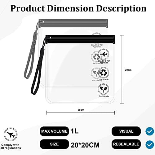 Clear Travel Toiletry Bags, Airport Security Liquids Bags for Toiletries 20x20cm TSA Approved,Travel Accessories Makeup Holiday Essentials Luggage for Men Women - Image 3