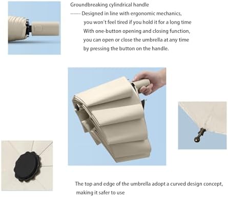 Travel Folding Umbrella Automatic Open/Close Handle Coating Layer Fabric Blocking/Portable Golf/Car Compact Umbrella/Lightweight Small Backpack/Rain Sun Anti UPF 50 UV Protection 99.9% /Men Women Kids - Image 6