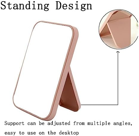 Camping Mirror, Makeup Mirror, Foldable Desktop Vanity Mirror, Travel Portable Makeup Mirror, Vanity Mirror, Makeup Accessories, Portable Rectangular Makeup Mirror(Nordic powder), Pink - Image 3