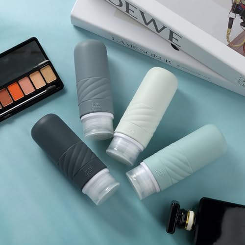 Gemice Travel Bottles for Toiletries, CAA Approved 90ml Silicone Travel Bottles, Leak Proof Squeezable Travel Size Containers, Travel Essentials for Lotion Soap Liquid Shampoo, BPA Free(4 Pack) - Image 5