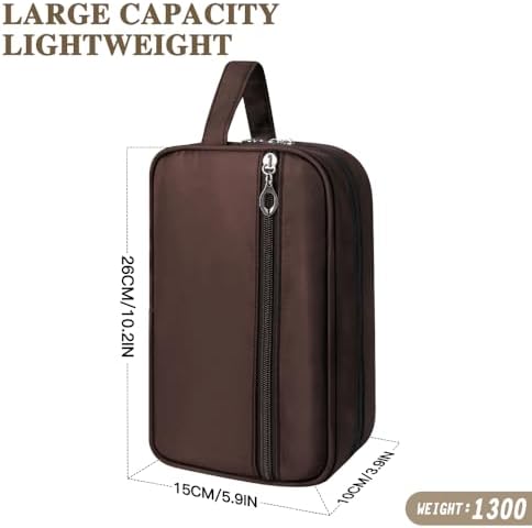 Toiletry Bag for Men, Large Travel Wash Bag Water-Resistant Gym Shaving Organiser Bag, Shower Bathroom Makeup Bag with Handle for Cosmetics Brushes Tools (Brown) - Image 5