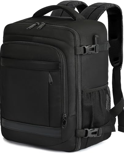 Cabin Bag 55x40x20cm Travel Backpack Hand Luggage Carry-ons Bag 44L Laptop Backpack Ruscksack for Airplanes Flight Cabin Bags Fit 17.3 Inch Laptop Black