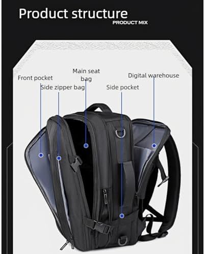 Vacuum Backpack Travel Bag, Expandable 36-55L Carry-On Compression Backpack with Pump, Separation of Dry and Wet Liquid, 180° Opening, for Business Travel - Image 6