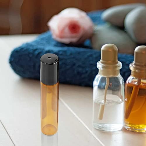 Essential Oil Roller Bottles 12Pcs 10ml Empty Rollerball Bottle Roll on Bottles with Stainless Steel Roller Balls Amber Glass Roller Bottles for Essential Oils,Perfumes,Cosmetics,Aromatherapy Massage - Image 2