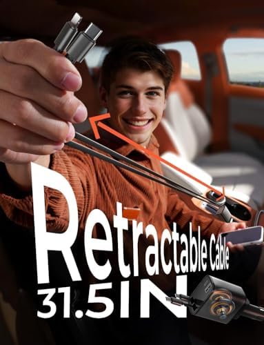 LISEN Retractable Car Charger Adapter 69W Cigarette Lighter USB Car Charger USB C Car Phone Charger Travel Holiday Essentials Car Accessories Gifts for Women Men 12V USB Socket for iPhone 16 15 14 13 - Image 3