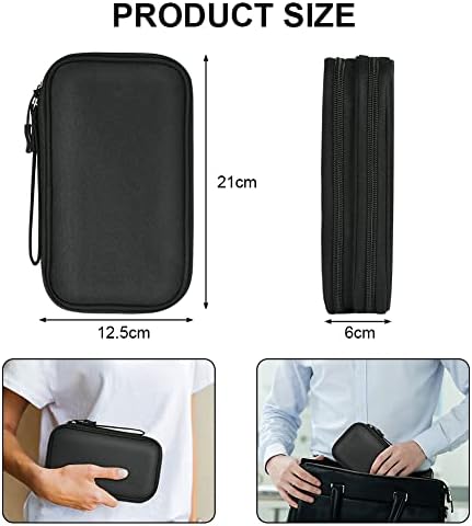 External Hard Drive Case, Universal Cable Organiser With Inner Compartments and Mesh Pockets, Portable Electronics Accessories Bag, Black Travel Carrying Case (L) - Image 2