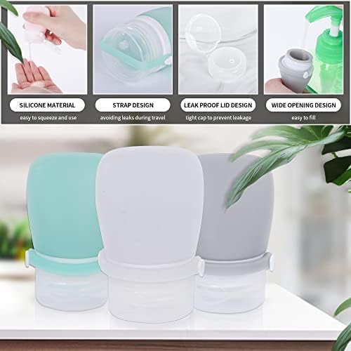 NiCoLa Travel Bottle Set Mini Cosmetic Silicone Travel Bottles, 3 PCS 30ml Leak Proof Travel Bottles for Shampoo Conditioner Lotion Toiletries - Image 3