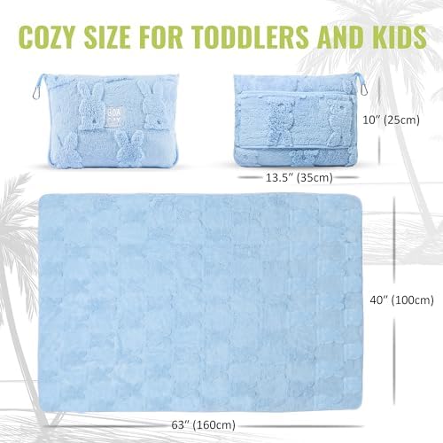 BOACAY Travel Toddler Blanket for Airplane, Car - Soft Kids Throw Blanket for Daycare - Pillow for Girls, Boys with Backpack Clip, Luggage Sleeve - Image 6