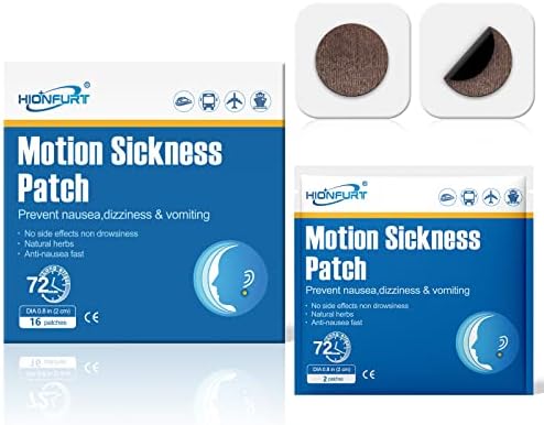 Motion Sickness Patches - 16 Count for Fast Nausea Relief in Car, Sea, Air Travel - Travel Sickness Patches Non-Drowsy, Effective, Lasts 72 Hours