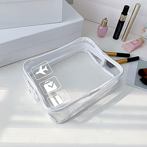 2pcs Clear Travel Toiletry Bag TSA Approved Quart Size Travel Bag Airport Carry On Liquid Bag Clear Shower Bag Transparent Toiletries Bag Plastic Airport Security Toiletry Bags(White) - Image 2